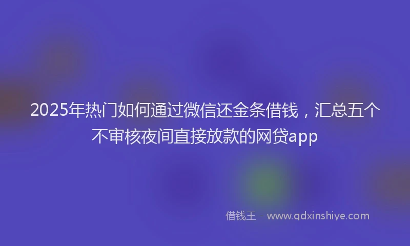 2025年热门如何通过微信还金条借钱，汇总五个不审核夜间直接放款的网贷app