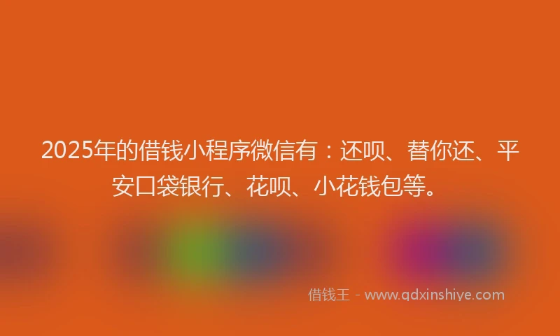 2025年的借钱小程序微信有：还呗、替你还、平安口袋银行、花呗、小花钱包等。