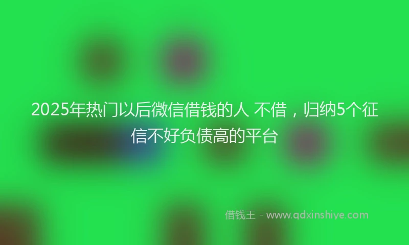 2025年热门以后微信借钱的人 不借，归纳5个征信不好负债高的平台