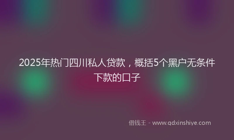 2025年热门四川私人贷款，概括5个黑户无条件下款的口子