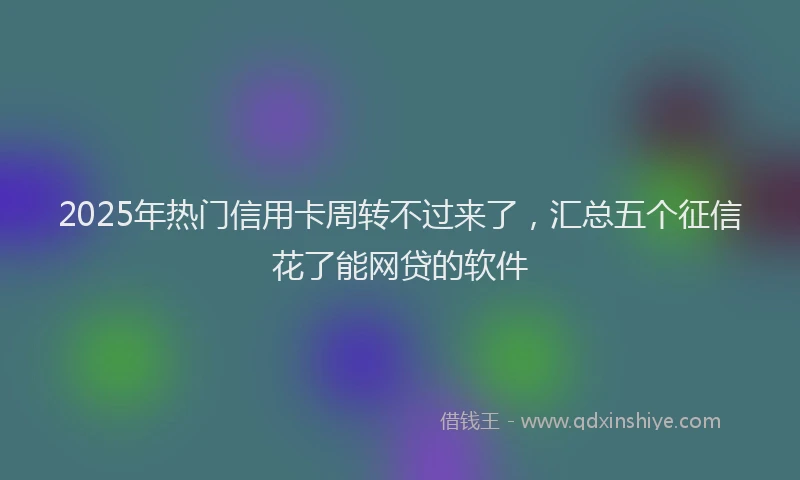 2025年热门信用卡周转不过来了，汇总五个征信花了能网贷的软件
