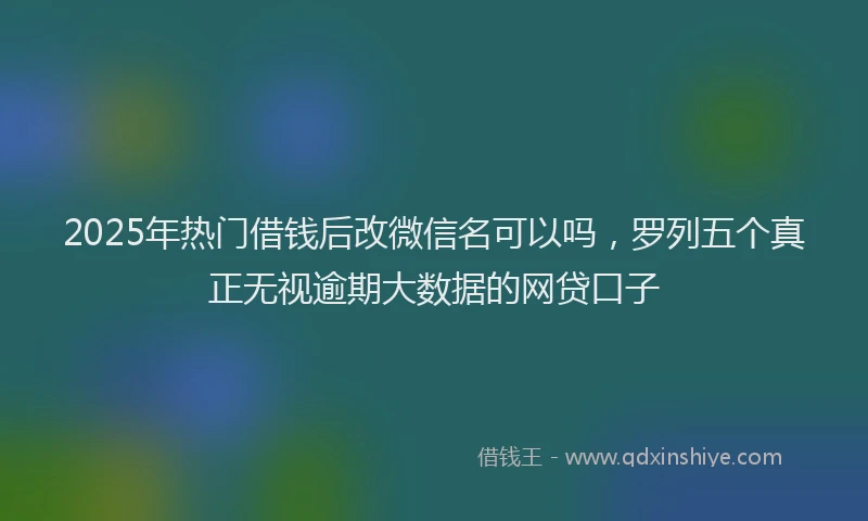 2025年热门借钱后改微信名可以吗，罗列五个真正无视逾期大数据的网贷口子