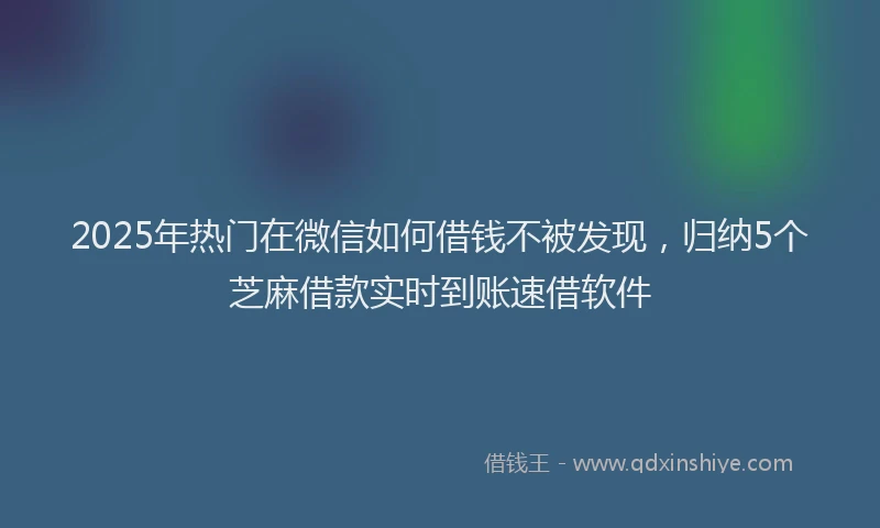 2025年热门在微信如何借钱不被发现，归纳5个芝麻借款实时到账速借软件