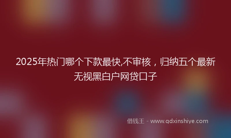 2025年热门哪个下款最快,不审核，归纳五个最新无视黑白户网贷口子