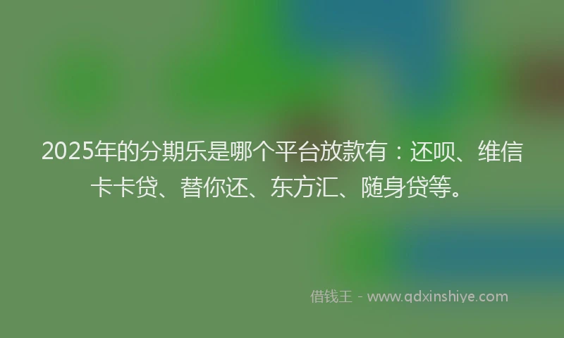 2025年的分期乐是哪个平台放款有：还呗、维信卡卡贷、替你还、东方汇、随身贷等。