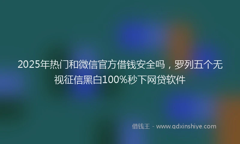 2025年热门和微信官方借钱安全吗，罗列五个无视征信黑白100%秒下网贷软件