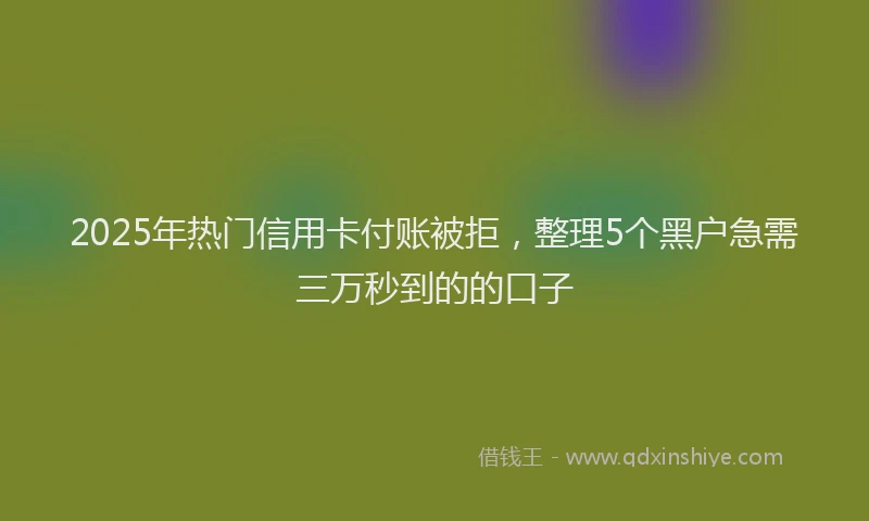 2025年热门信用卡付账被拒，整理5个黑户急需三万秒到的的口子