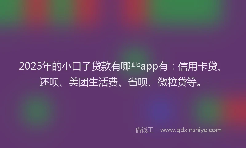 2025年的小口子贷款有哪些app有：信用卡贷、还呗、美团生活费、省呗、微粒贷等。