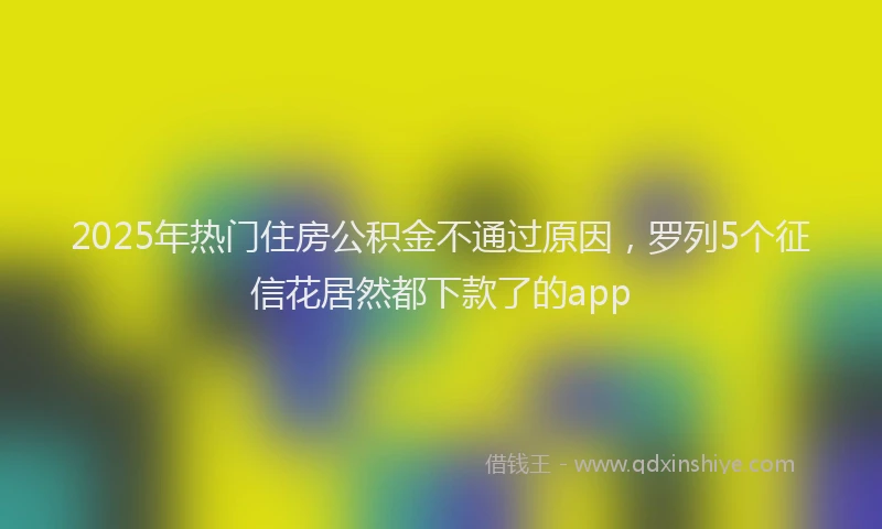 2025年热门住房公积金不通过原因，罗列5个征信花居然都下款了的app