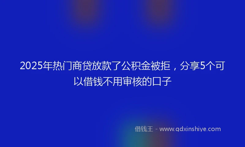 2025年热门商贷放款了公积金被拒，分享5个可以借钱不用审核的口子