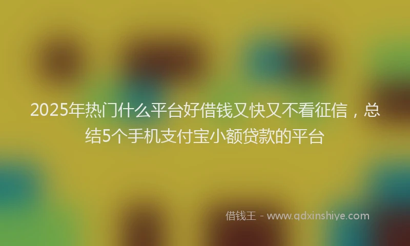 2025年热门什么平台好借钱又快又不看征信，总结5个手机支付宝小额贷款的平台