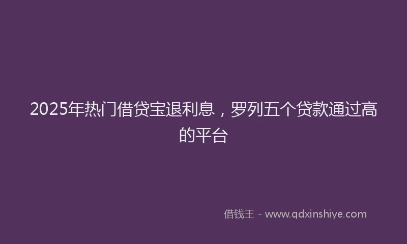 2025年热门借贷宝退利息，罗列五个贷款通过高的平台