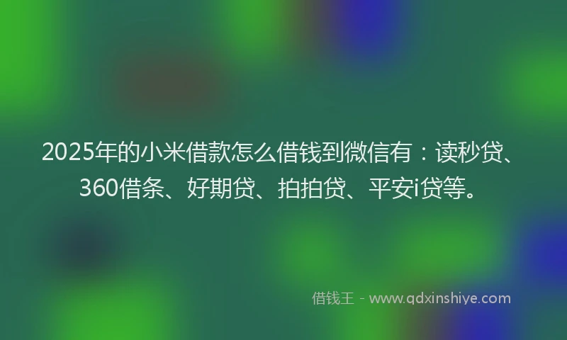 2025年的小米借款怎么借钱到微信有：读秒贷、360借条、好期贷、拍拍贷、平安i贷等。
