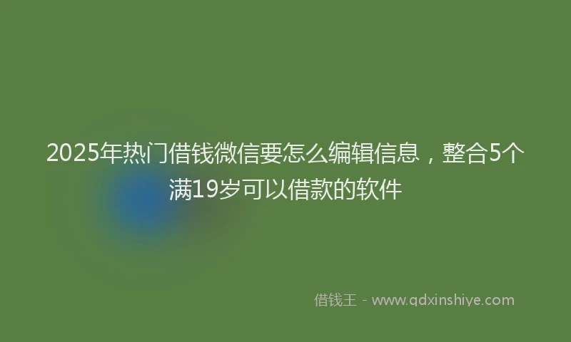 2025年热门借钱微信要怎么编辑信息，整合5个满19岁可以借款的软件