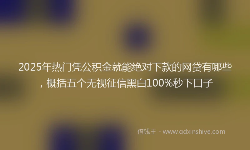 2025年热门凭公积金就能绝对下款的网贷有哪些，概括五个无视征信黑白100%秒下口子