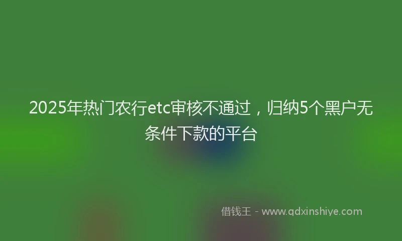 2025年热门农行etc审核不通过，归纳5个黑户无条件下款的平台