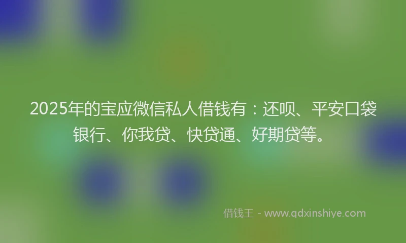 2025年的宝应微信私人借钱有：还呗、平安口袋银行、你我贷、快贷通、好期贷等。