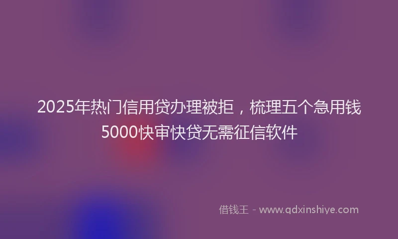 2025年热门信用贷办理被拒，梳理五个急用钱5000快审快贷无需征信软件