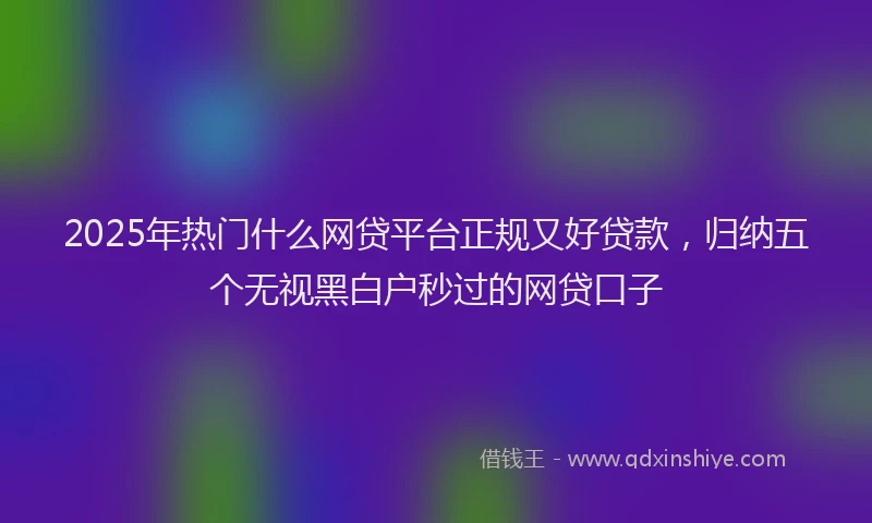 2025年热门什么网贷平台正规又好贷款，归纳五个无视黑白户秒过的网贷口子