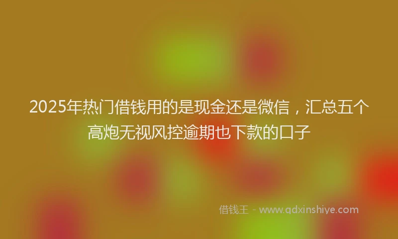 2025年热门借钱用的是现金还是微信，汇总五个高炮无视风控逾期也下款的口子
