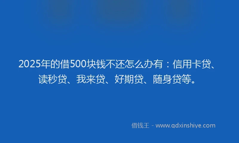 2025年的借500块钱不还怎么办有：信用卡贷、读秒贷、我来贷、好期贷、随身贷等。