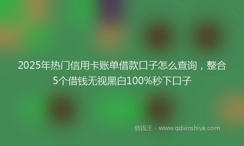 2025年热门信用卡账单借款口子怎么查询，整合5个借钱无视黑白100%秒下口子