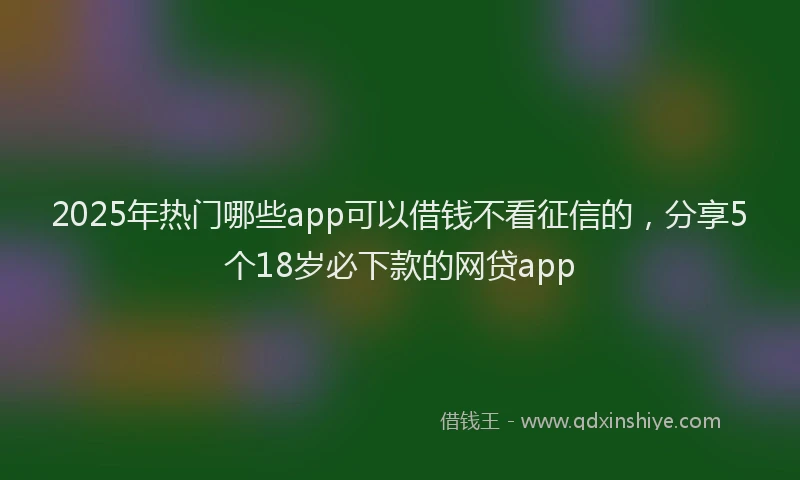 2025年热门哪些app可以借钱不看征信的，分享5个18岁必下款的网贷app