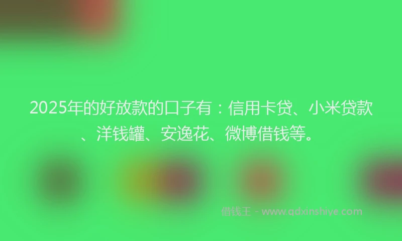 2025年的好放款的口子有：信用卡贷、小米贷款、洋钱罐、安逸花、微博借钱等。