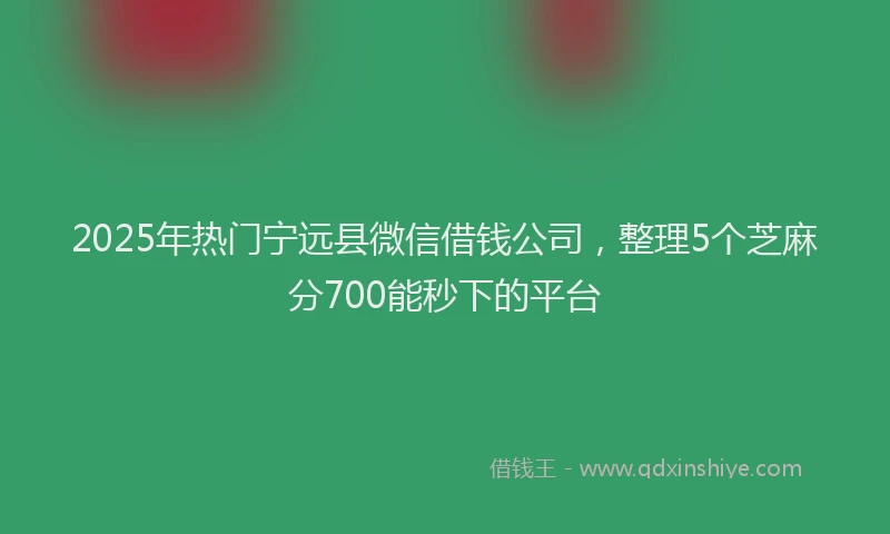 2025年热门宁远县微信借钱公司，整理5个芝麻分700能秒下的平台