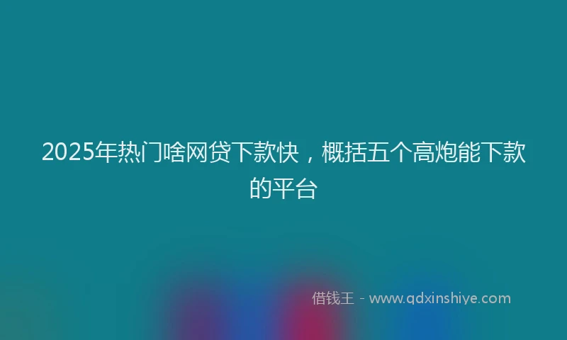 2025年热门啥网贷下款快，概括五个高炮能下款的平台