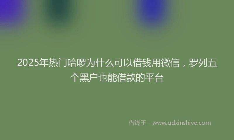 2025年热门哈啰为什么可以借钱用微信，罗列五个黑户也能借款的平台