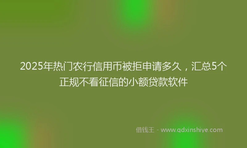 2025年热门农行信用币被拒申请多久，汇总5个正规不看征信的小额贷款软件