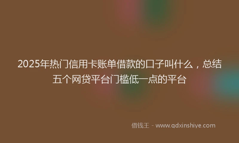 2025年热门信用卡账单借款的口子叫什么，总结五个网贷平台门槛低一点的平台