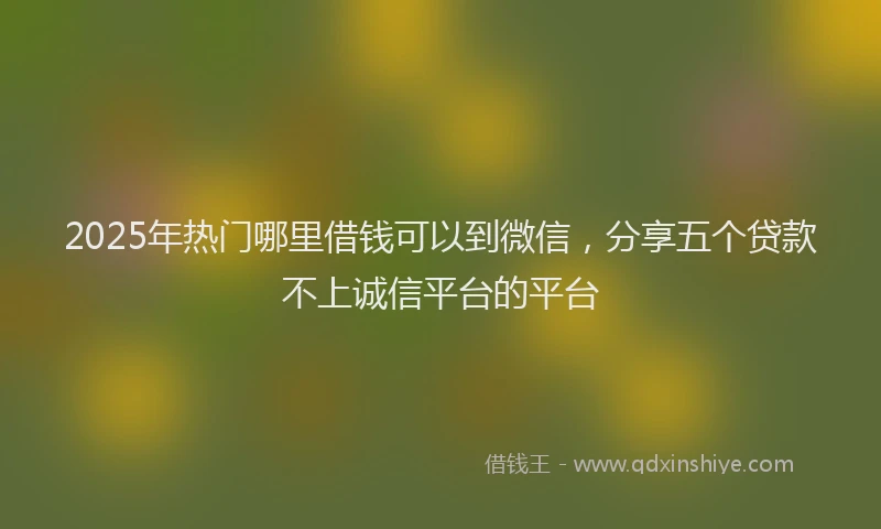 2025年热门哪里借钱可以到微信，分享五个贷款不上诚信平台的平台
