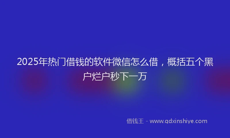 2025年热门借钱的软件微信怎么借，概括五个黑户烂户秒下一万