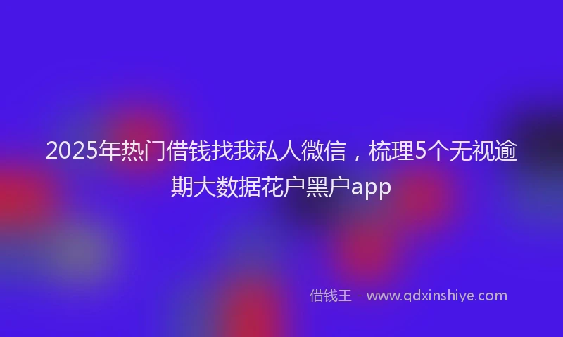 2025年热门借钱找我私人微信，梳理5个无视逾期大数据花户黑户app