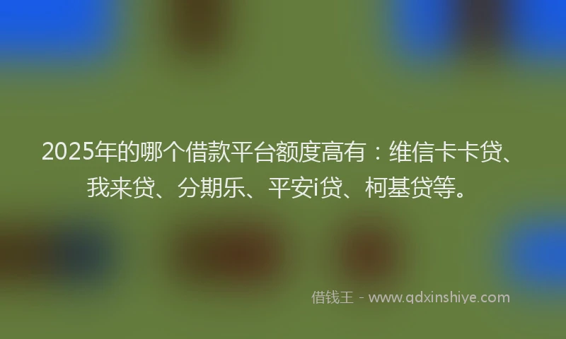 2025年的哪个借款平台额度高有：维信卡卡贷、我来贷、分期乐、平安i贷、柯基贷等。