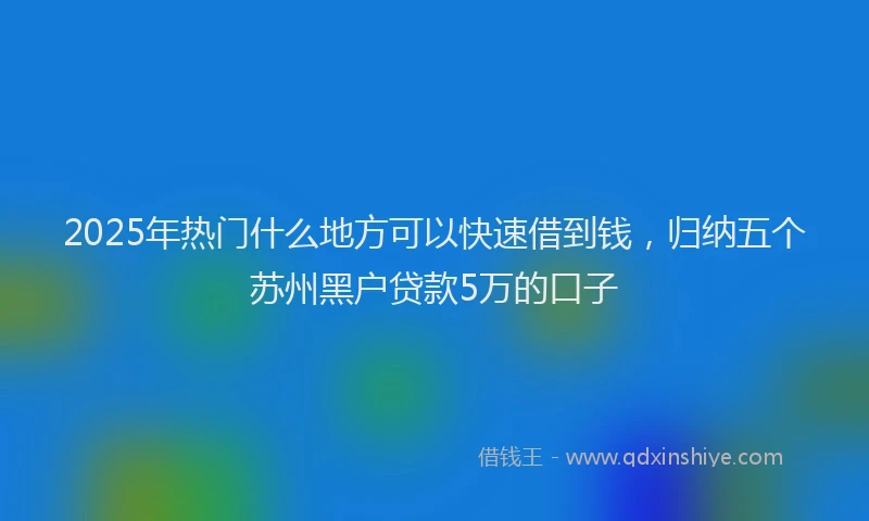 2025年热门什么地方可以快速借到钱，归纳五个苏州黑户贷款5万的口子