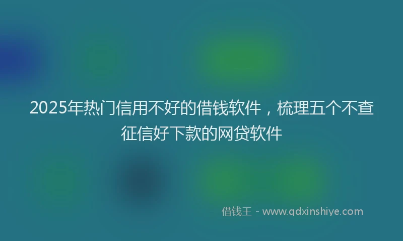 2025年热门信用不好的借钱软件，梳理五个不查征信好下款的网贷软件