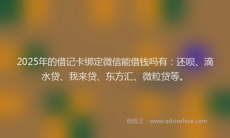 2025年的借记卡绑定微信能借钱吗有：还呗、滴水贷、我来贷、东方汇、微粒贷等。