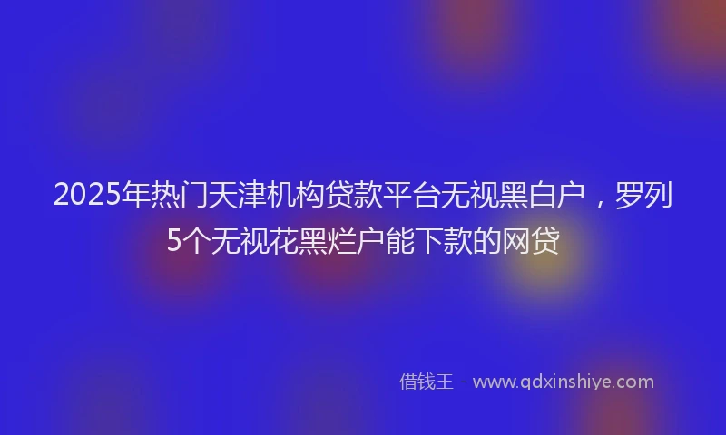 2025年热门天津机构贷款平台无视黑白户，罗列5个无视花黑烂户能下款的网贷