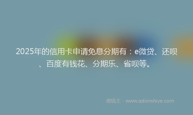 2025年的信用卡申请免息分期有：e微贷、还呗、百度有钱花、分期乐、省呗等。