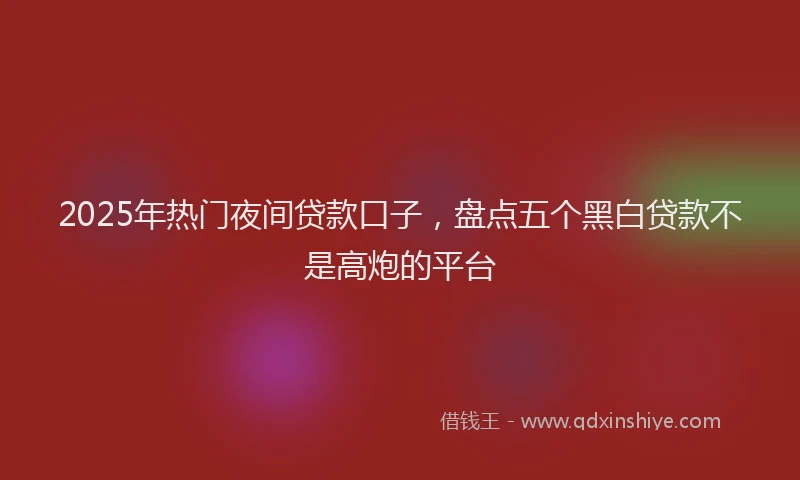 2025年热门夜间贷款口子，盘点五个黑白贷款不是高炮的平台