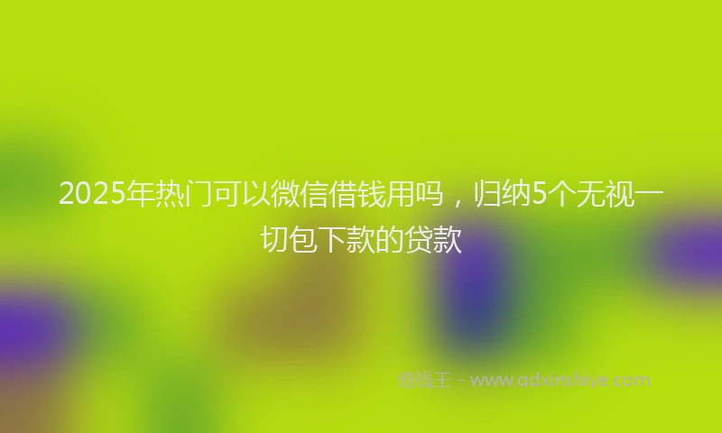 2025年热门可以微信借钱用吗，归纳5个无视一切包下款的贷款
