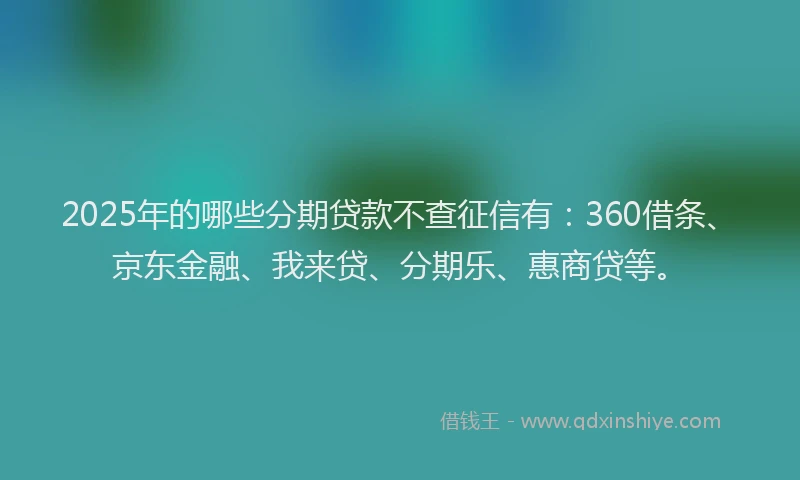 2025年的哪些分期贷款不查征信有：360借条、京东金融、我来贷、分期乐、惠商贷等。