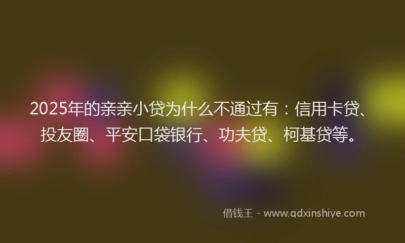 2025年的亲亲小贷为什么不通过有：信用卡贷、投友圈、平安口袋银行、功夫贷、柯基贷等。