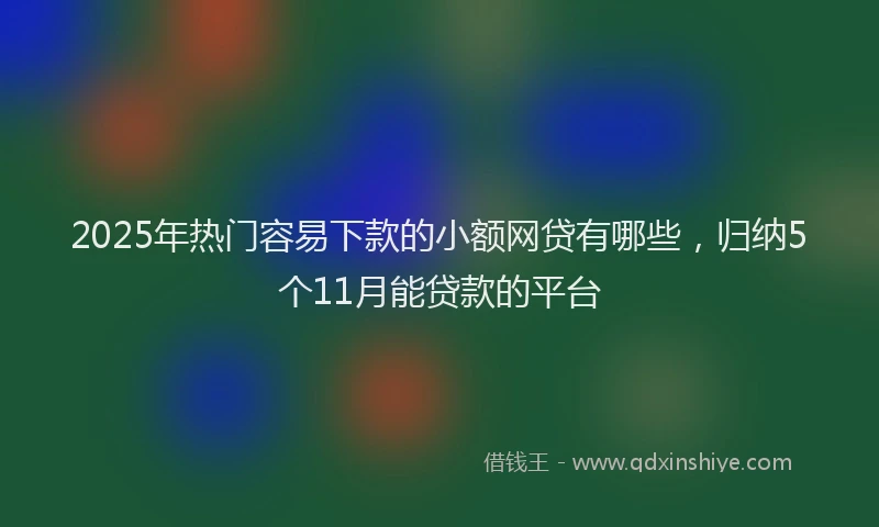 2025年热门容易下款的小额网贷有哪些，归纳5个11月能贷款的平台