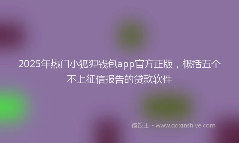 2025年热门小狐狸钱包app官方正版，概括五个不上征信报告的贷款软件