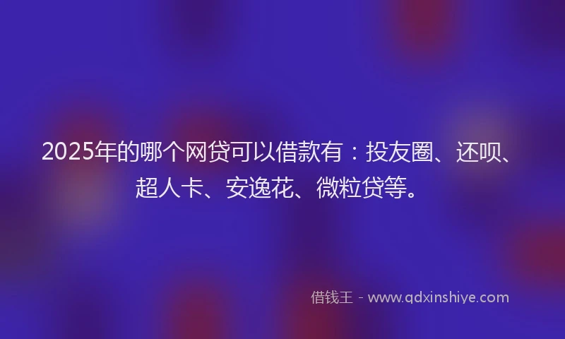 2025年的哪个网贷可以借款有：投友圈、还呗、超人卡、安逸花、微粒贷等。