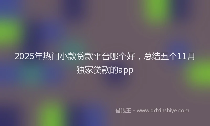 2025年热门小款贷款平台哪个好，总结五个11月独家贷款的app